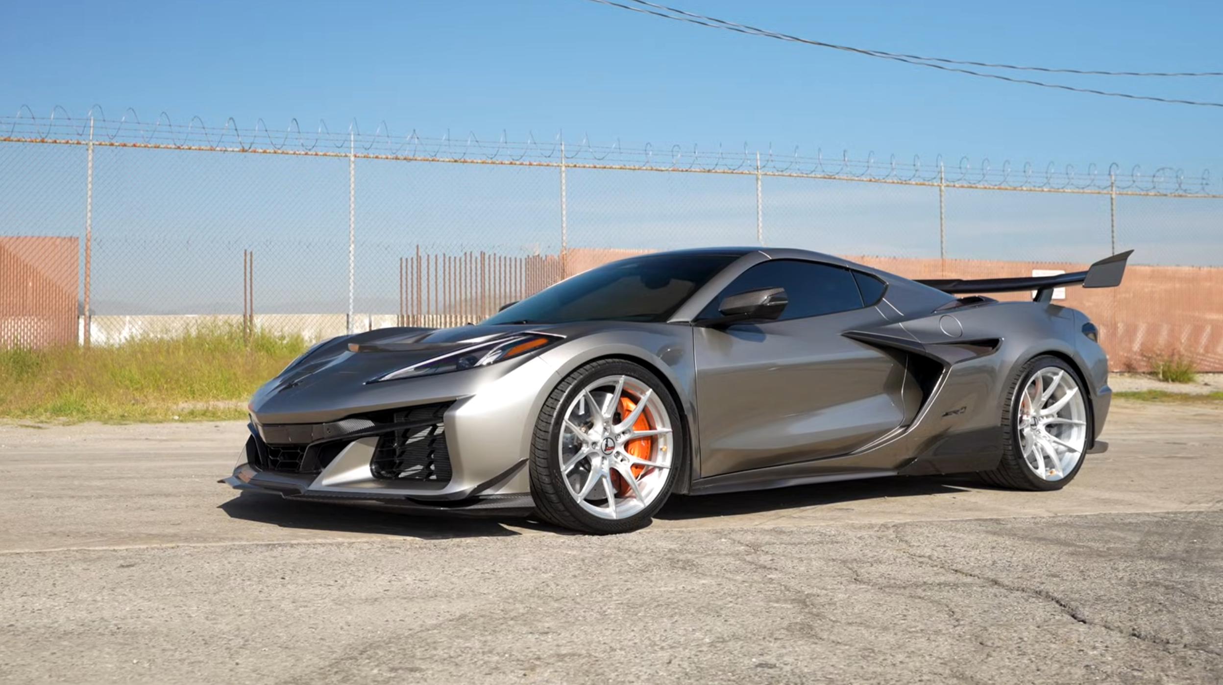 Profile view of a modified Corvette C8 ZR1 with performance upgrades completed by R2 Motorsports