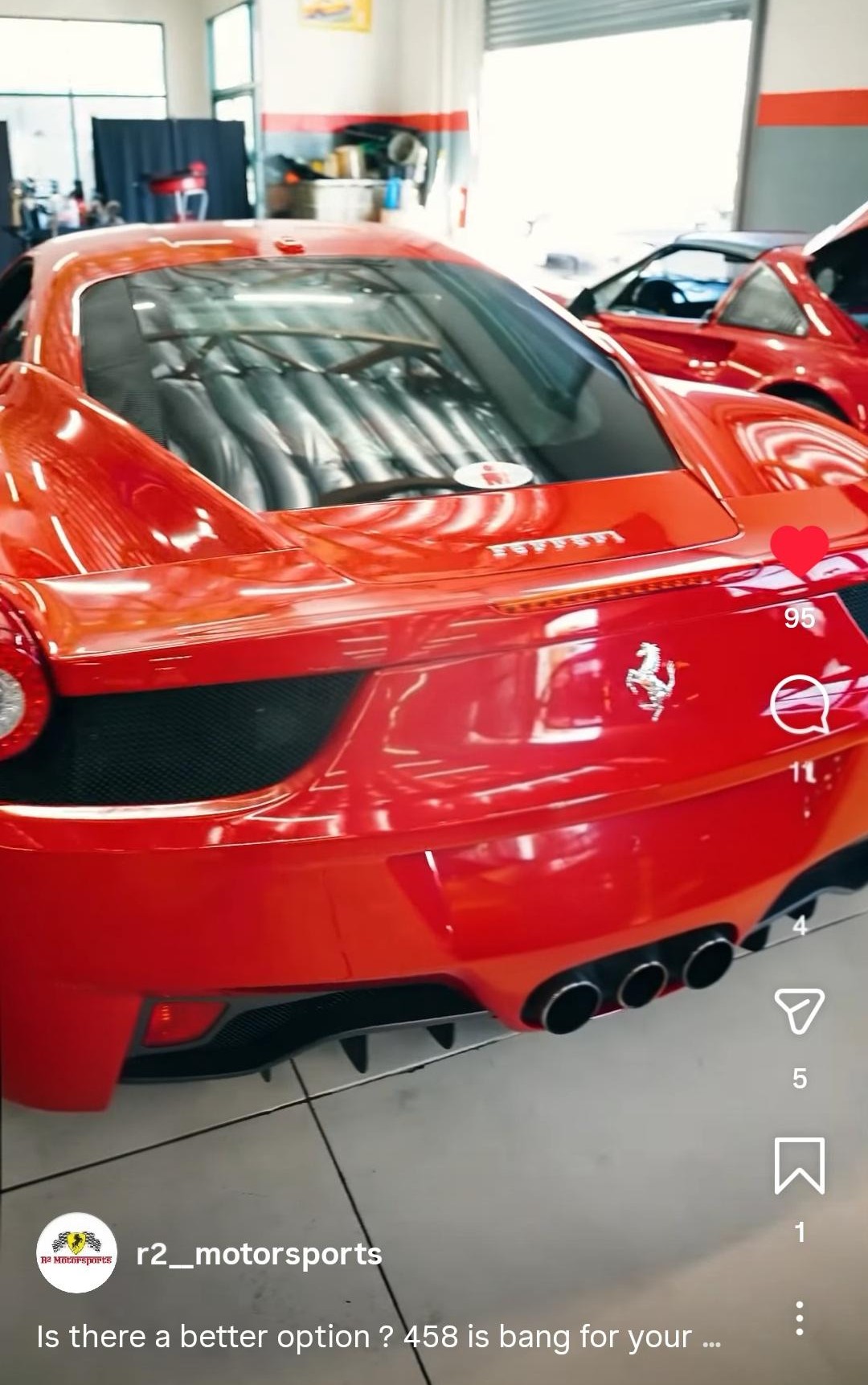 Ferrari 458 at R2 Motorsports during Ferrari transmission repair diagnostic for gearbox warning