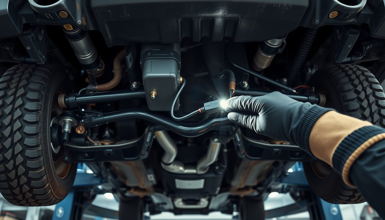 Porsche Macan Steering Rack and electric power steering unit viewed from under the vehicle